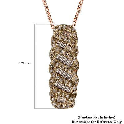 Natural Champagne Diamond Pendant in Vermeil Rose Gold Over Sterling Silver 0.50 ctw