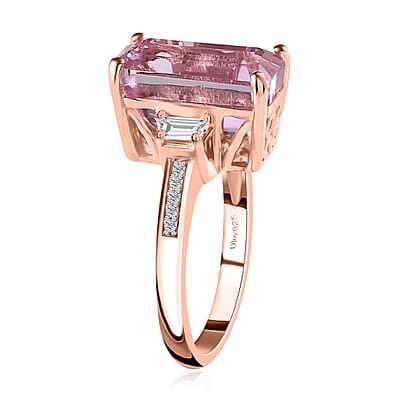 AAA Patroke Kunzite and Moissanite 6.85 ctw Ring in Vermeil Rose Gold Over Sterling Silver (Size 7.0)