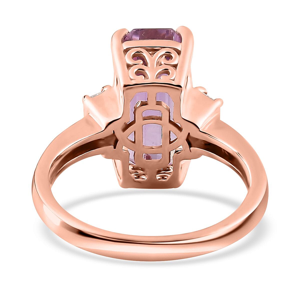 AAA Patroke Kunzite and Moissanite 6.85 ctw Ring in Vermeil Rose Gold Over Sterling Silver (Size 7.0)