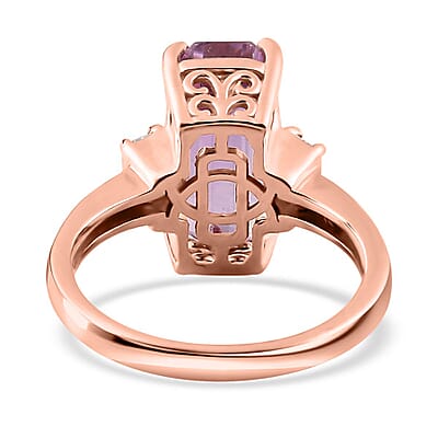 AAA Patroke Kunzite and Moissanite 6.85 ctw Ring in Vermeil Rose Gold Over Sterling Silver (Size 7.0)