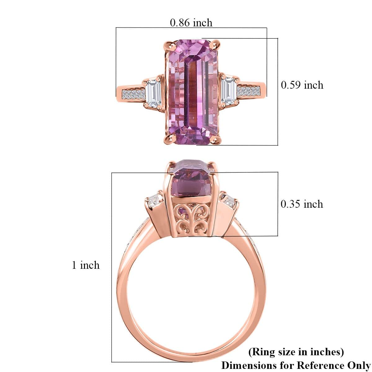 AAA Patroke Kunzite and Moissanite Ring in Vermeil Rose Gold Over Sterling Silver (Size 7.0) 6.85 ctw image number 5