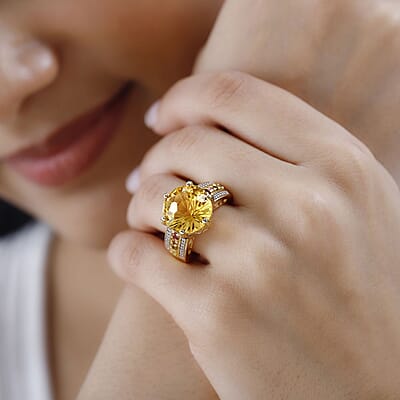 Brazilian Citrine and Muti Gemstone 10.01 ctw Ring in Vermeil Yellow Gold Over Sterling Silver (Size 8.0)