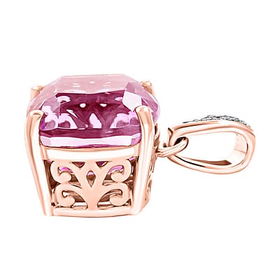 Iliana 18K Rose Gold AAA Patroke Kunzite and G-H SI Diamond Pendant 6.25 ctw