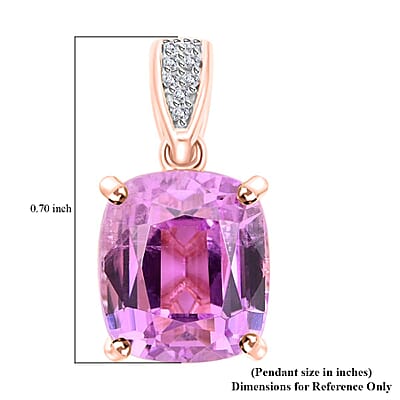 Iliana 18K Rose Gold AAA Patroke Kunzite and G-H SI Diamond Pendant 6.25 ctw