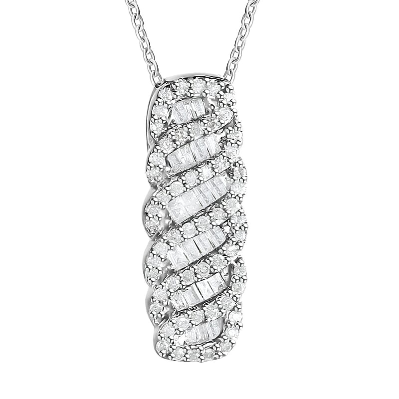 Diamond Pendant in Platinum Over Sterling Silver 0.50 ctw