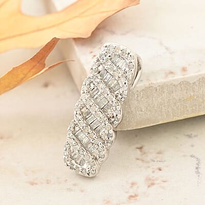 Diamond Pendant in Platinum Over Sterling Silver 0.50 ctw