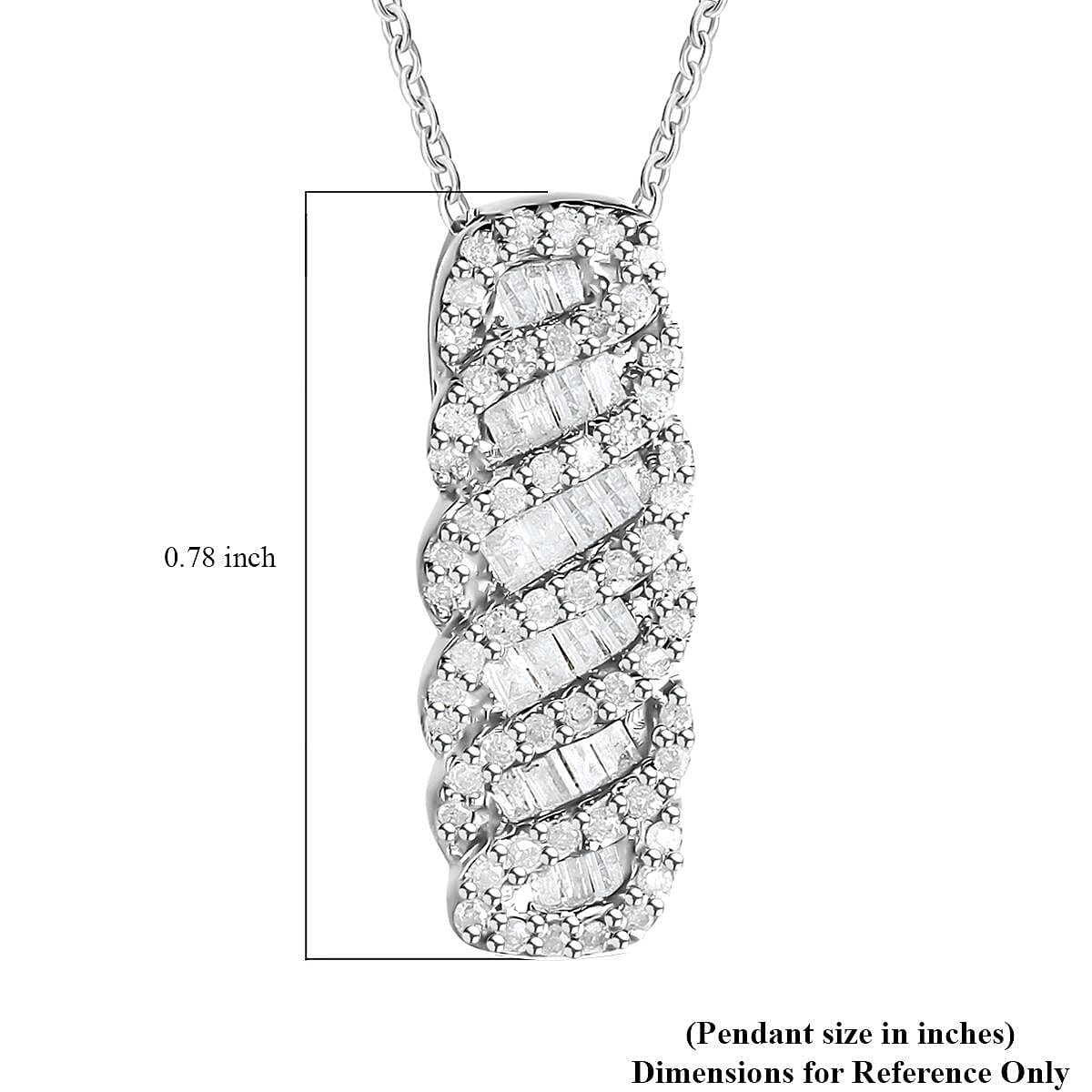 Diamond Pendant in Platinum Over Sterling Silver 0.50 ctw