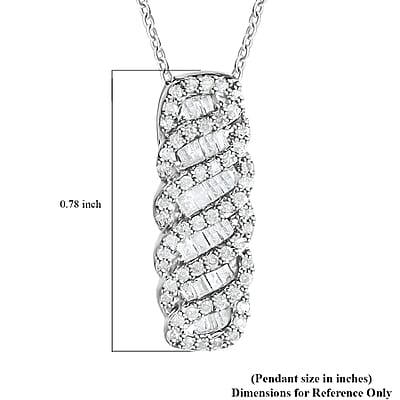 Diamond Pendant in Platinum Over Sterling Silver 0.50 ctw