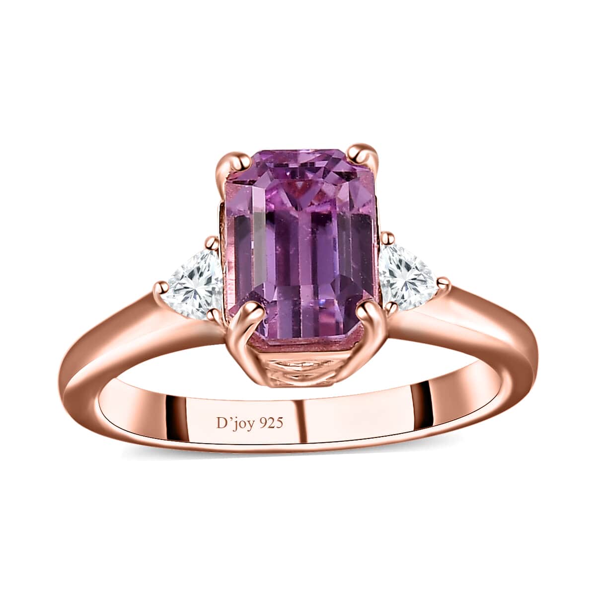 AAA Patroke Kunzite and White Zircon 3 Stone Ring in Vermeil Rose Gold Over Sterling Silver (Size 7.0) 3.25 ctw image number 0