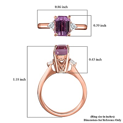 D'Joy AAA Patroke Kunzite and White Zircon 3 Stone Ring in Vermeil Rose Gold Over Sterling Silver (Size 7.0) 3.25 ctw