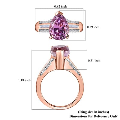 Luxoro 14K Rose Gold AAA Patroke Kunzite and I2 Diamond Ring (Size 10.0) 4.60 Grams 5.60 ctw