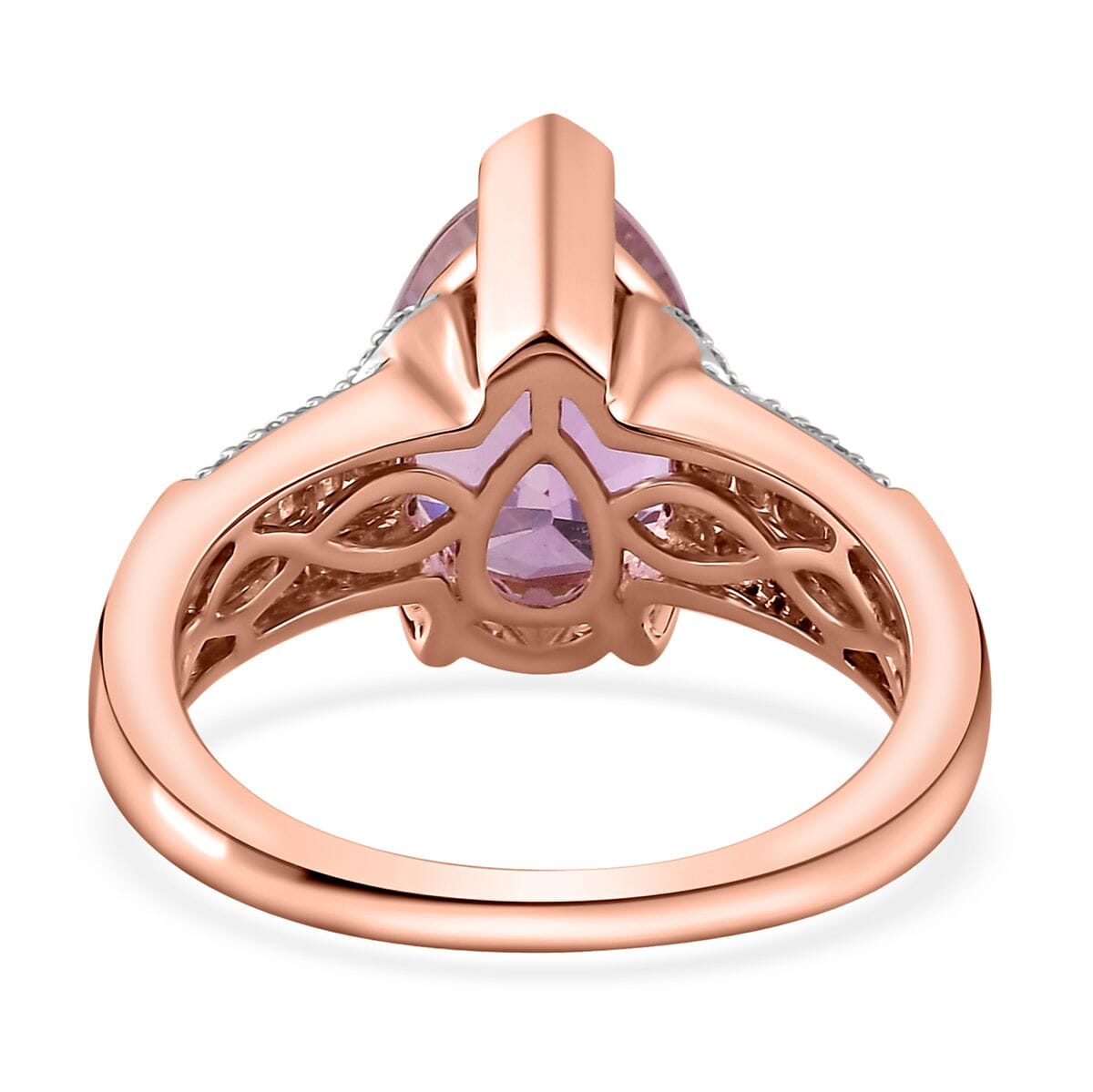 Luxoro 14K Rose Gold AAA Patroke Kunzite and I2 Diamond Ring (Size 9.0) 4.60 Grams 5.60 ctw image number 4