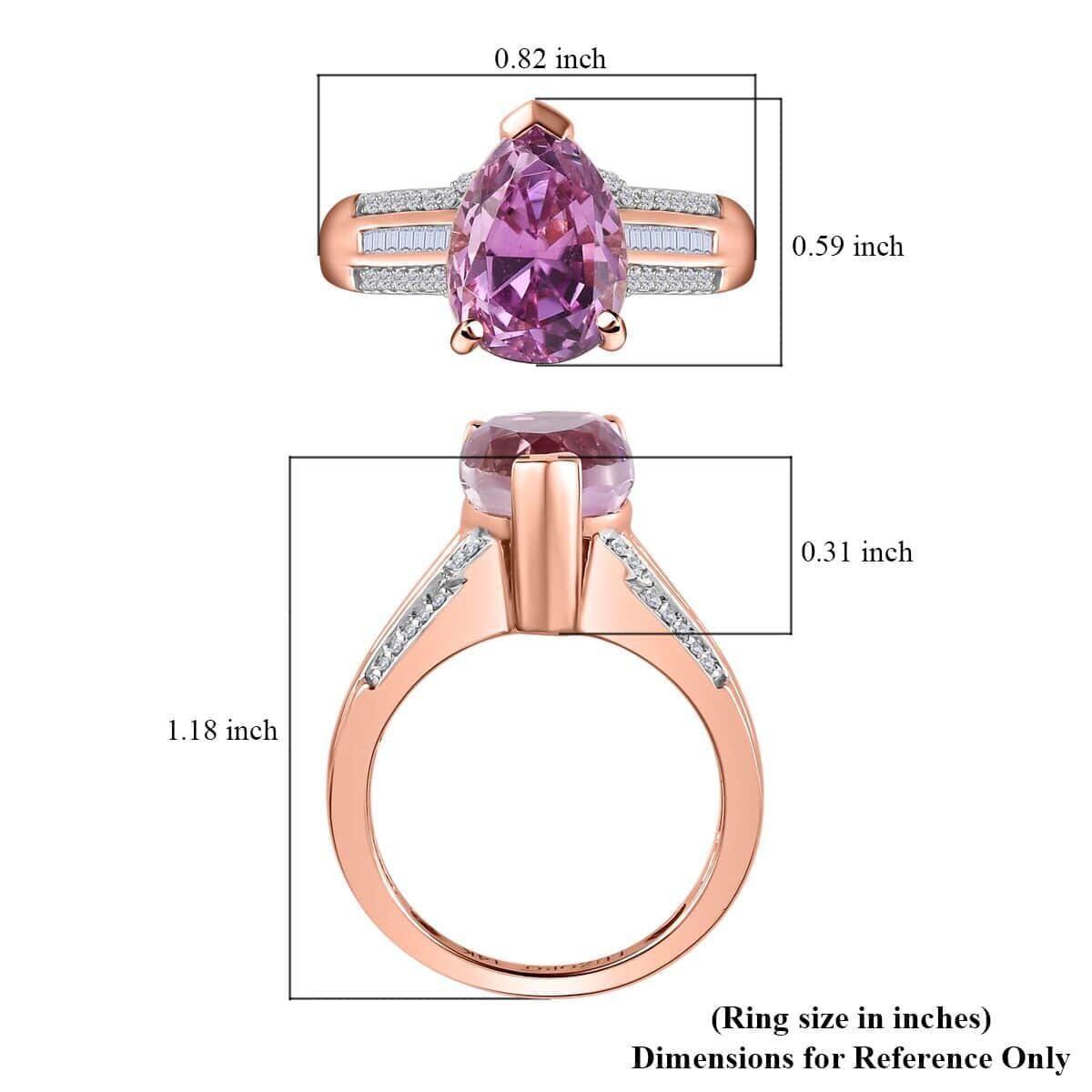 Luxoro 14K Rose Gold AAA Patroke Kunzite and I2 Diamond Ring (Size 9.5) 4.60 Grams 5.60 ctw image number 5
