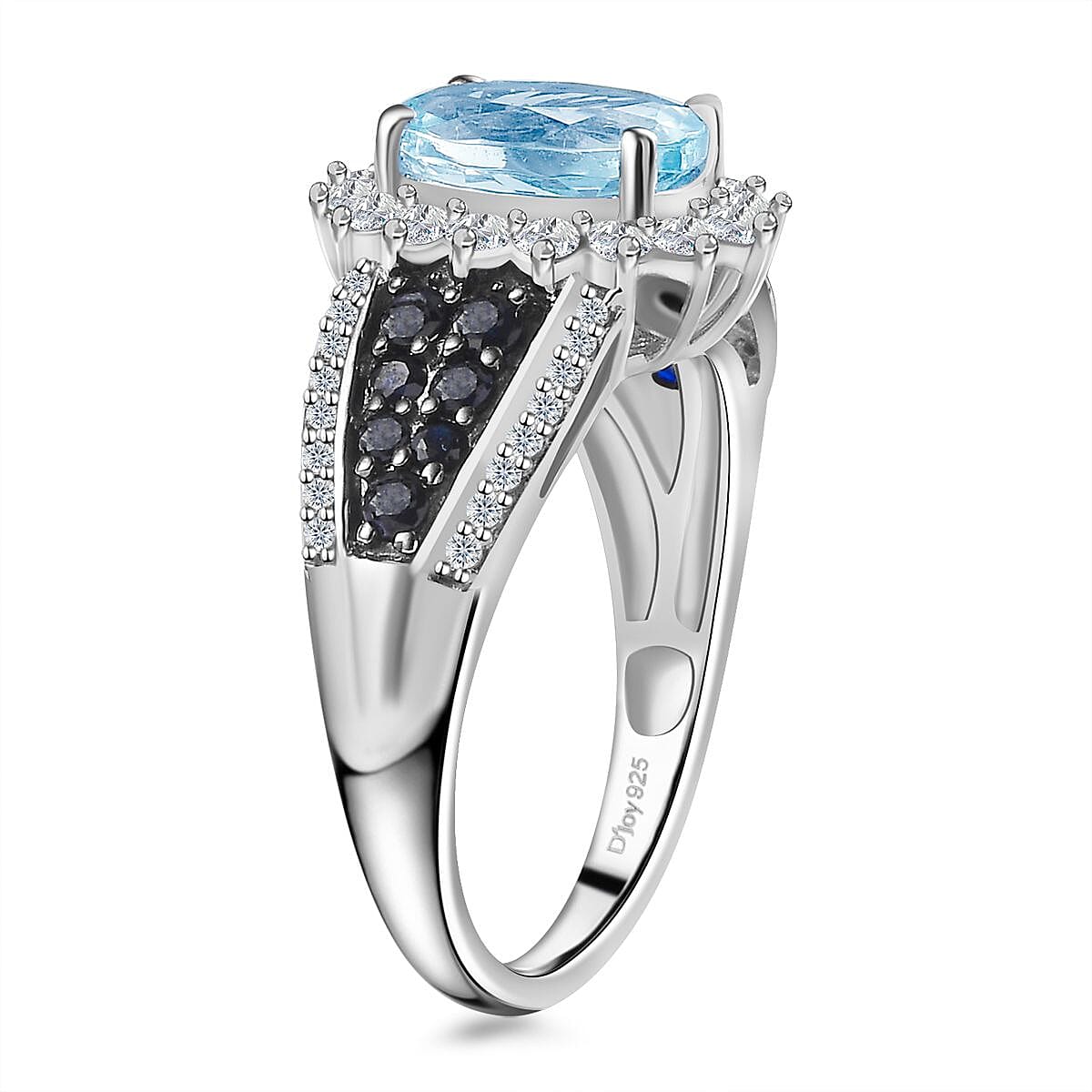 Premium Mangoro Aquamarine and Multi Gemstone Sunburst Ring in Platinum Over Sterling Silver (Size 9.0) 2.90 ctw