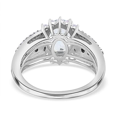 Premium Mangoro Aquamarine and Multi Gemstone Sunburst Ring in Platinum Over Sterling Silver (Size 9.0) 2.90 ctw