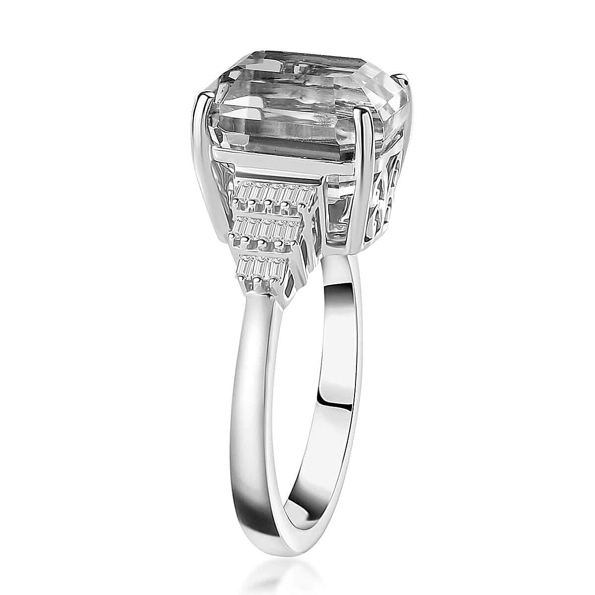 Luxoro 10K White Gold AAA Patroke Kunzite, Diamond (I2) (0.18 cts) Ring (Size 10.0) (4 g) 8.70 ctw