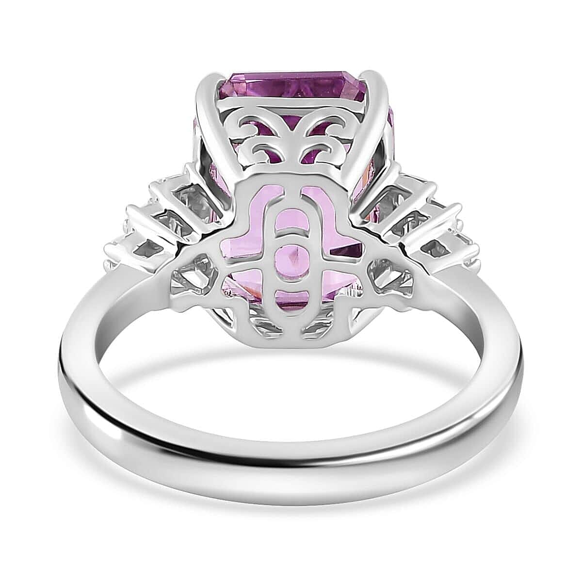 Luxoro 10K White Gold AAA Patroke Kunzite, Diamond (I2) (0.18 cts) Ring (Size 10.0) (4 g) 8.70 ctw
