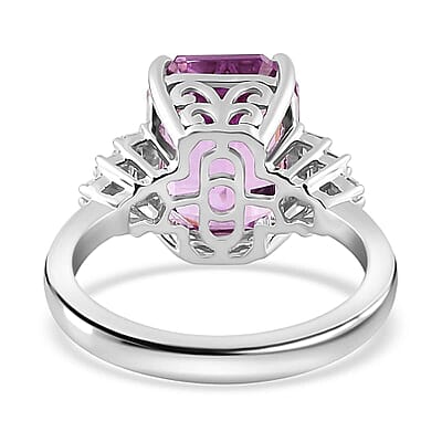 Luxoro 10K White Gold AAA Patroke Kunzite, Diamond (I2) (0.18 cts) Ring (Size 10.0) (4 g) 8.70 ctw