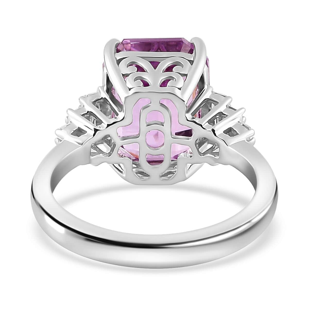 Luxoro 10K White Gold AAA Patroke Kunzite, Diamond (I2) (0.18 cts) Ring (Size 5.5) (4 g) 8.70 ctw image number 4