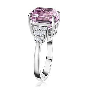 Luxoro 10K White Gold AAA Patroke Kunzite and I2 Diamond Ring (Size 8.0) 4 Grams 8.70 ctw