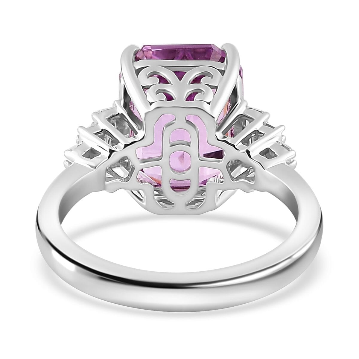 Luxoro 10K White Gold AAA Patroke Kunzite and I2 Diamond Ring (Size 8.0) 4 Grams 8.70 ctw image number 4
