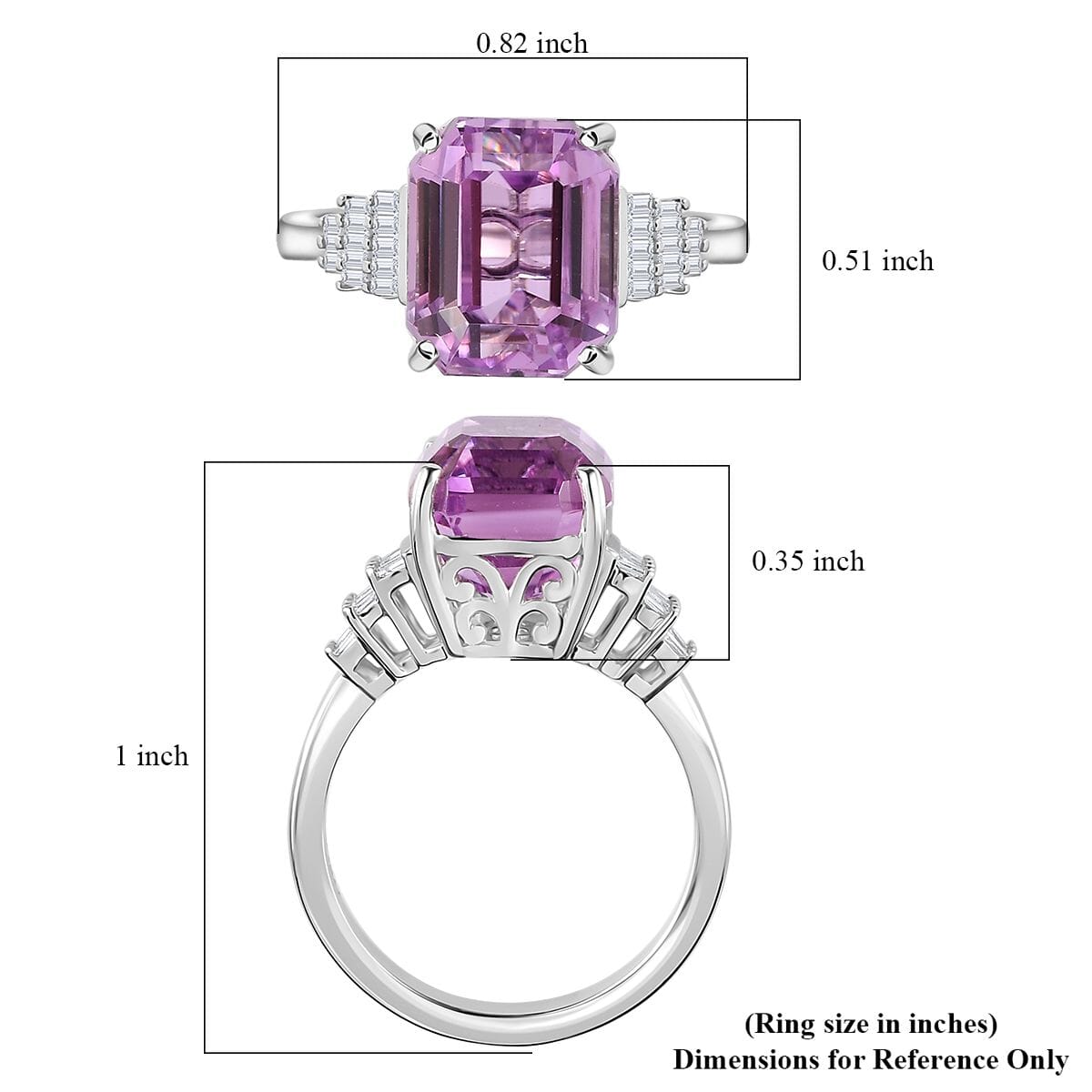 Luxoro 10K White Gold AAA Patroke Kunzite and I2 Diamond Ring (Size 8.0) 4 Grams 8.70 ctw image number 5