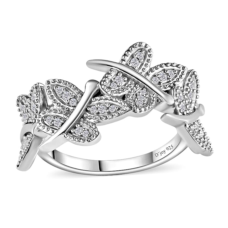 Diamond Ring in Platinum Over Sterling Silver (Size 10.0) 0.25 ctw