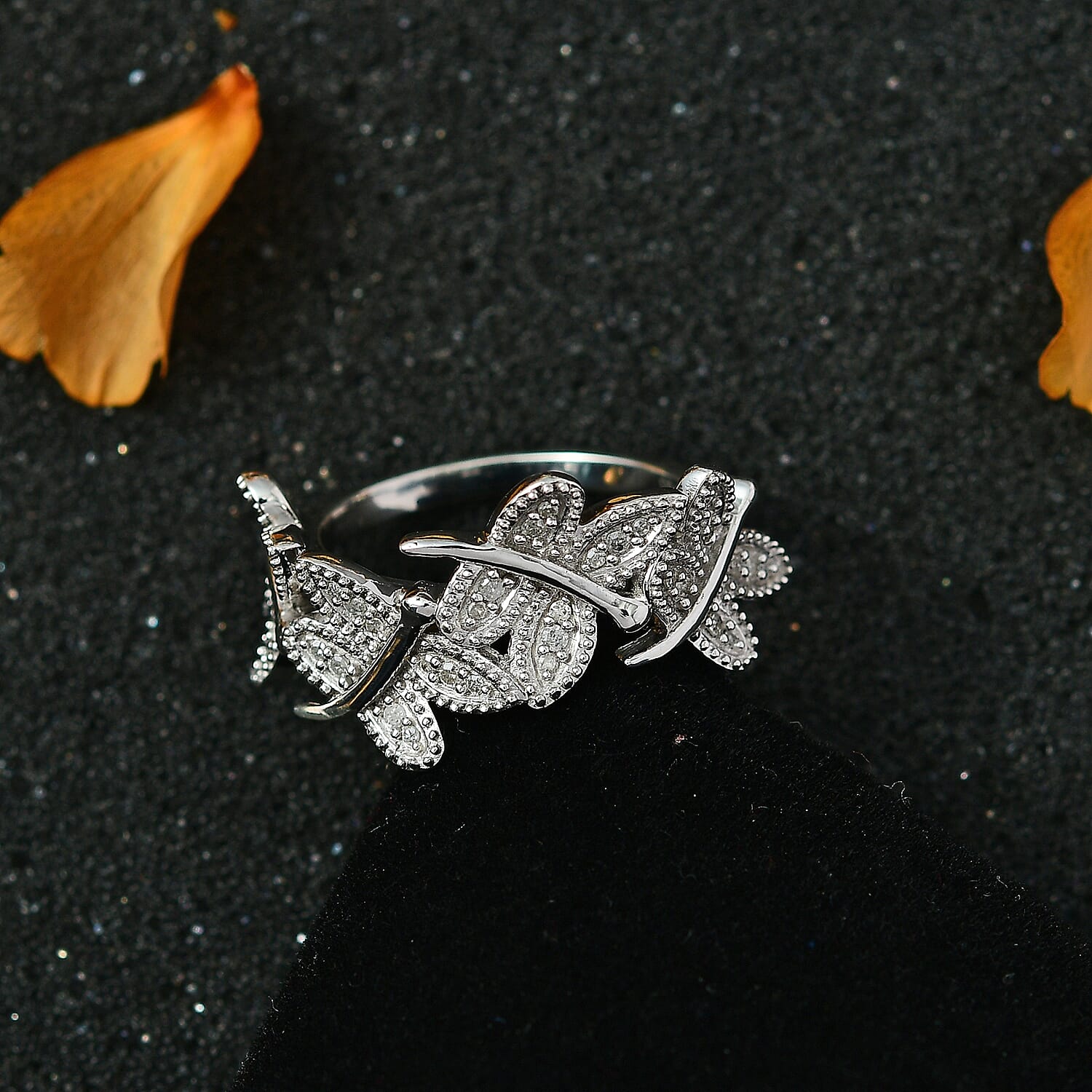 Diamond Ring in Platinum Over Sterling Silver (Size 10.0) 0.25 ctw
