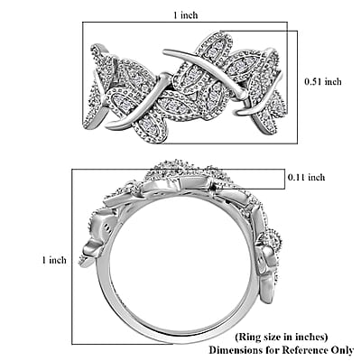Diamond Ring in Platinum Over Sterling Silver (Size 10.0) 0.25 ctw