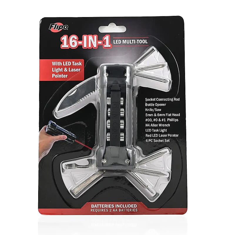 Flipo 16-in-1 LED Tool (2 AA batteries)