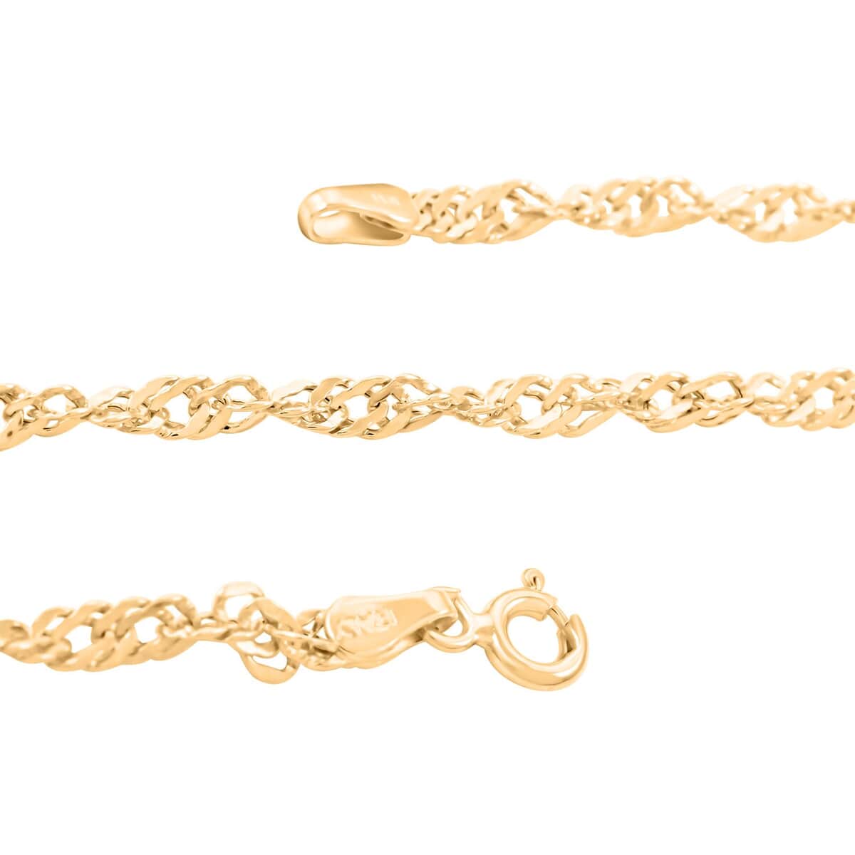 Grande Bella Singapore Italian 10K Yellow Gold Chain Necklace 20 Inches 2.38 Grams image number 2
