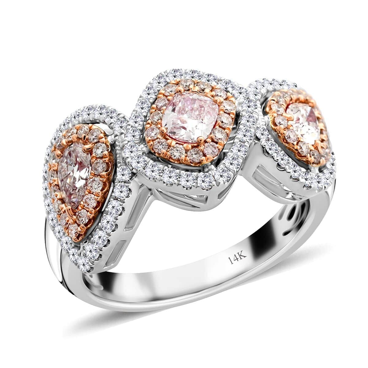 Modani 14K Rose and White Gold Natural Pink and White Diamond VS-SI Ring (Size 10.0) 6.15 Grams 1.50 ctw image number 0