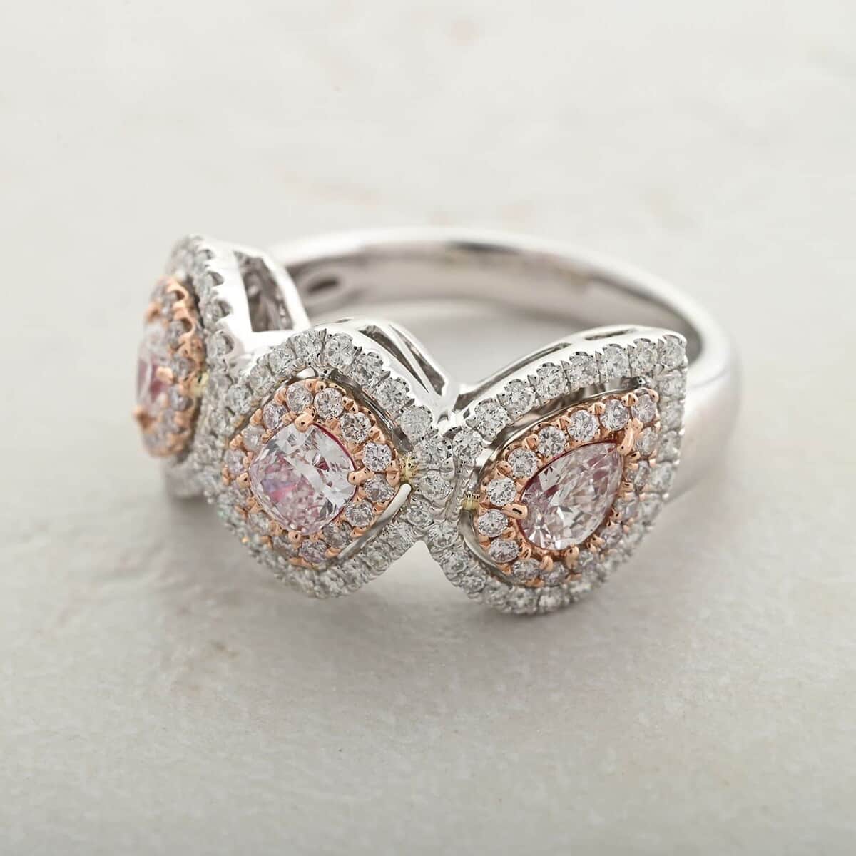 Modani 14K Rose and White Gold Natural Pink and White Diamond VS-SI Ring (Size 10.0) 6.15 Grams 1.50 ctw image number 1