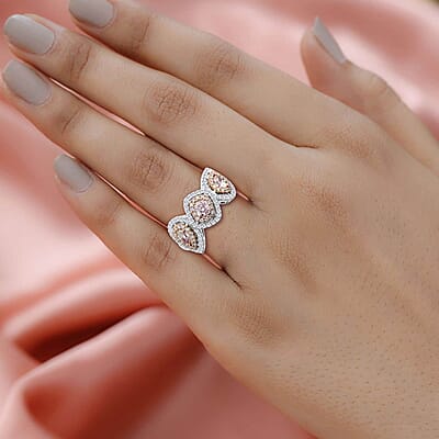 Modani 14K Rose and White Gold Natural Pink and White Diamond VS-SI Ring (Size 10.0) 6.15 Grams 1.50 ctw