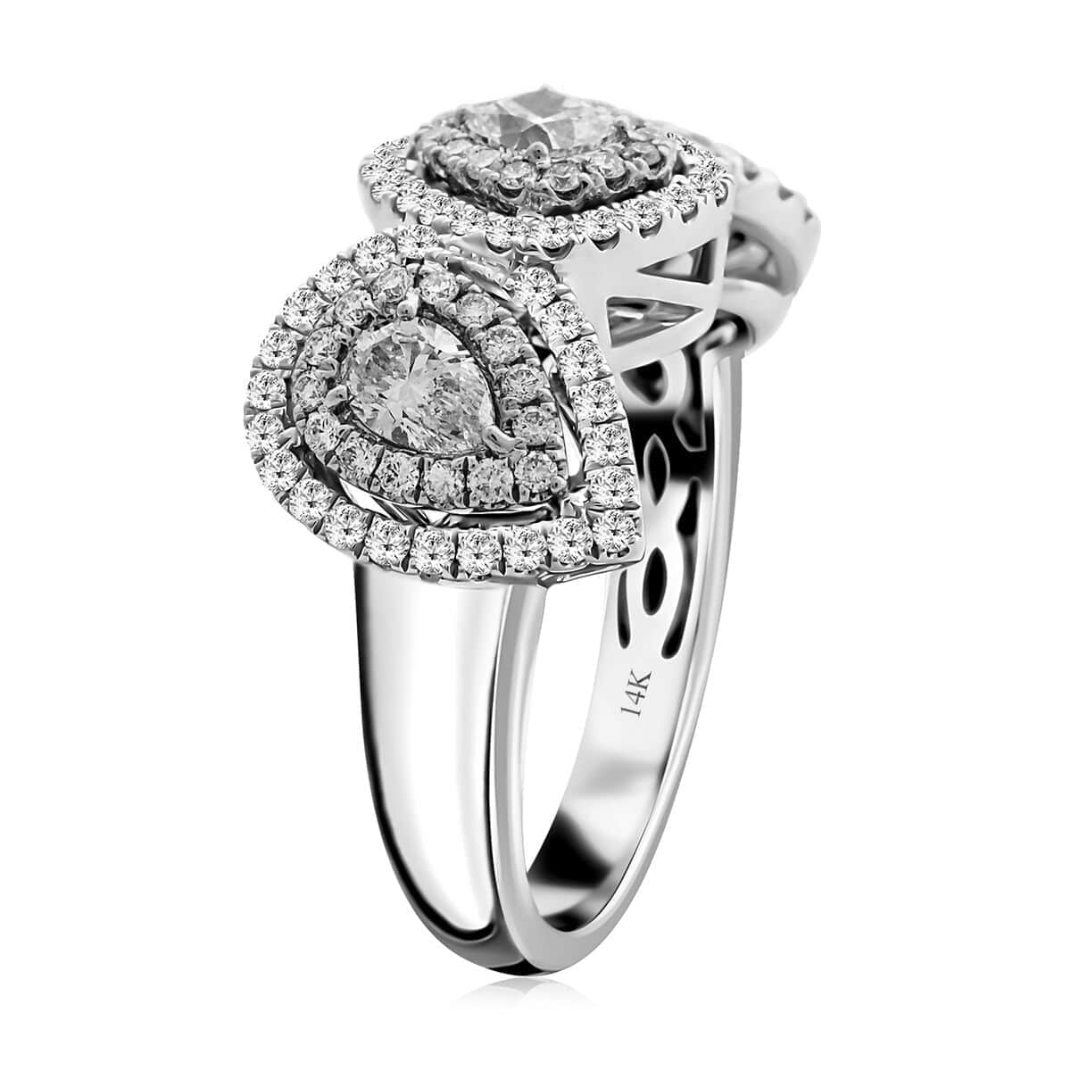 Modani 14K Rose and White Gold Natural Pink and White Diamond VS-SI Ring (Size 10.0) 6.15 Grams 1.50 ctw image number 3