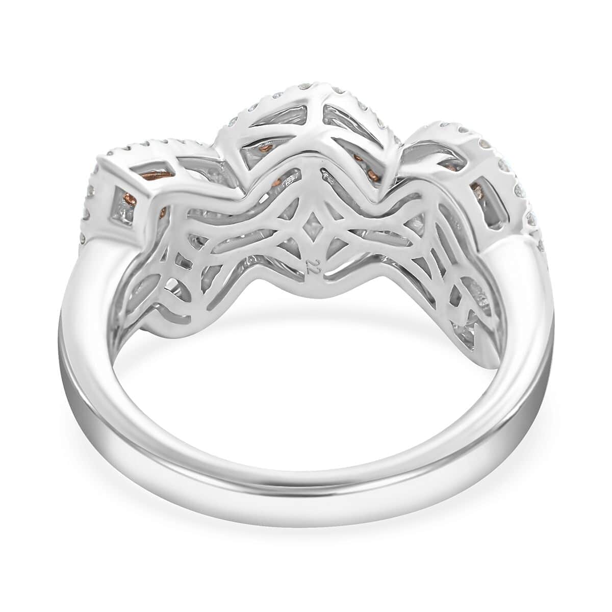 Modani 14K Rose and White Gold Natural Pink and White Diamond VS-SI Ring (Size 10.0) 6.15 Grams 1.50 ctw image number 4