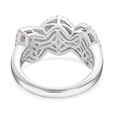 Modani 14K Rose and White Gold Natural Pink and White Diamond VS-SI Ring (Size 10.0) 6.15 Grams 1.50 ctw