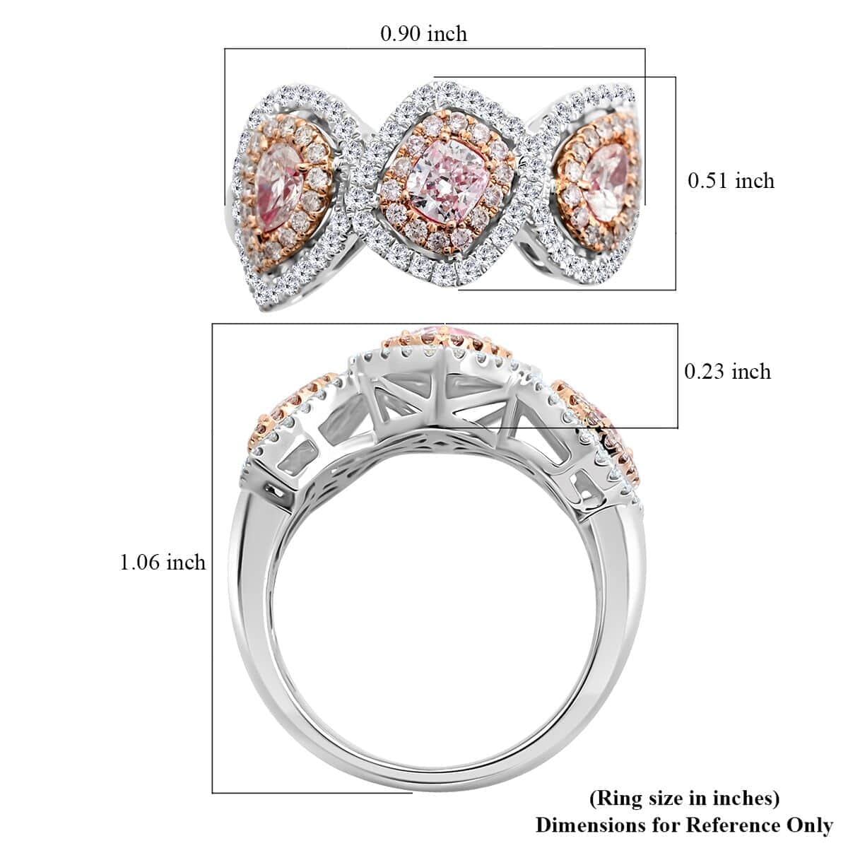 Modani 14K Rose and White Gold Natural Pink and White Diamond VS-SI Ring (Size 10.0) 6.15 Grams 1.50 ctw image number 5