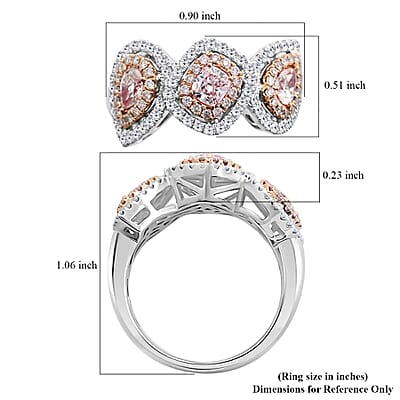 Modani 14K Rose and White Gold Natural Pink and White Diamond VS-SI Ring (Size 10.0) 6.15 Grams 1.50 ctw