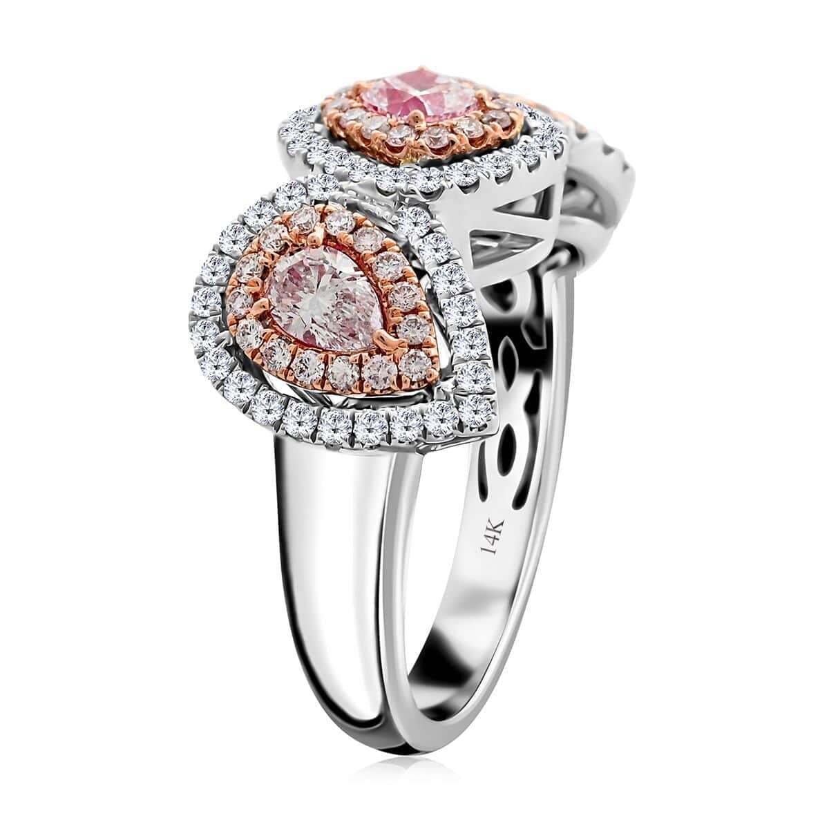 Modani 14K Rose and White Gold Natural Pink and White Diamond VS-SI Ring (Size 6.5) 6.15 Grams 1.50 ctw image number 3