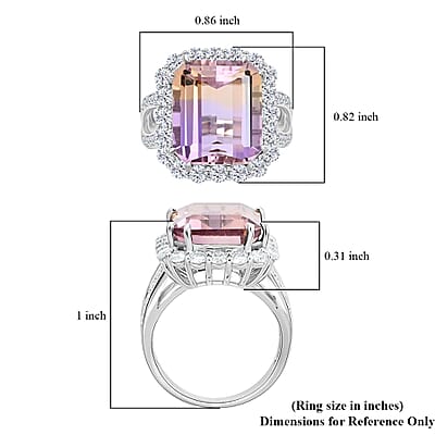 Bi-Color Ametrine and Moissanite Ring in Sterling Silver (Size 10.0) 11.85 ctw