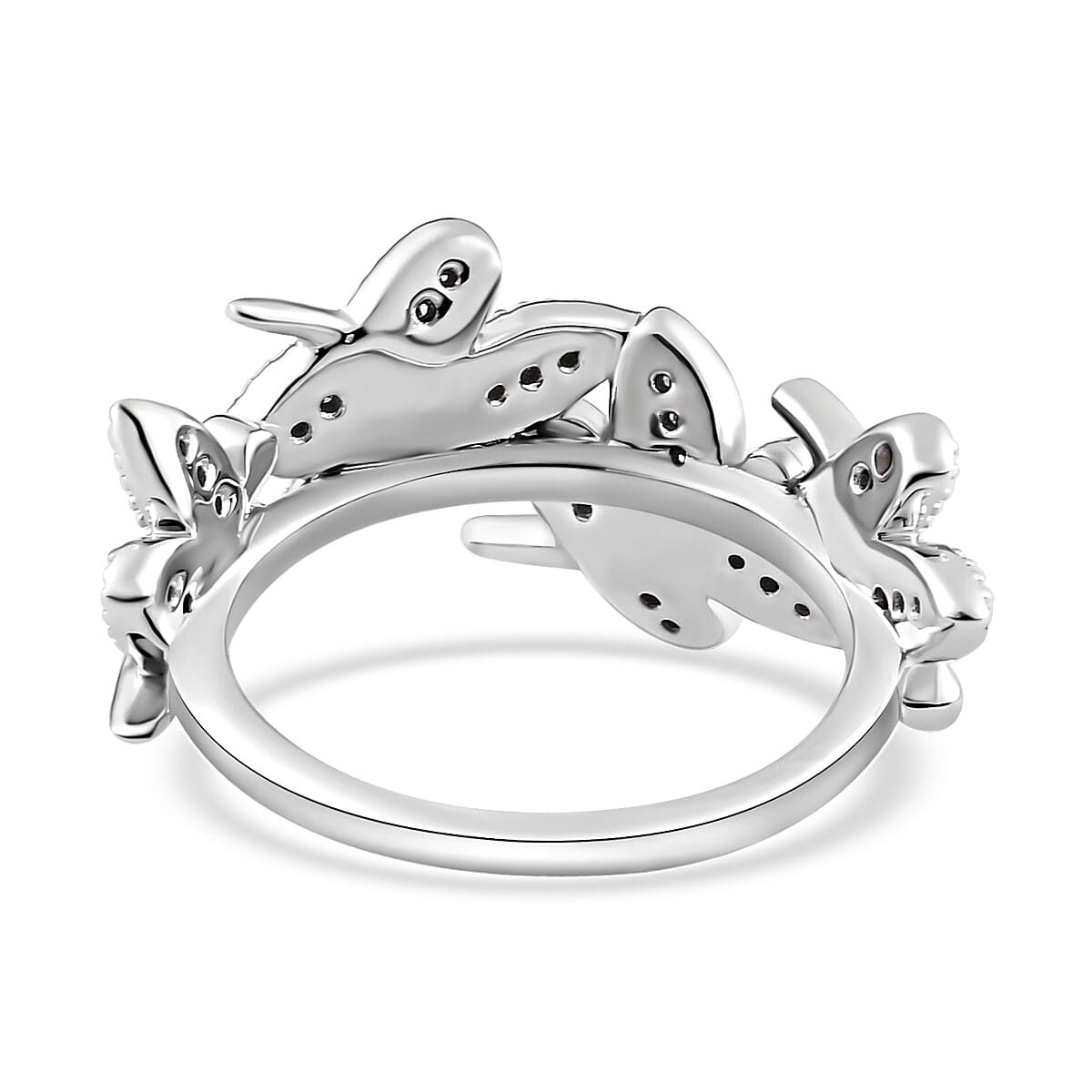 Blue Diamond Ring in Platinum Over Sterling Silver (Size 10.0) 0.25 ctw image number 4