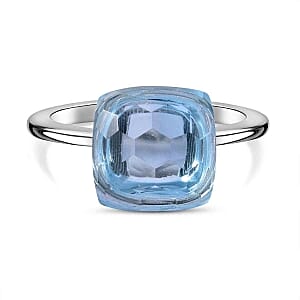 Sky Blue Topaz 10.30 ctw Ring in Rhodium Over Sterling Silver (Size 9.0)