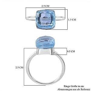Sky Blue Topaz 10.30 ctw Ring in Rhodium Over Sterling Silver (Size 9.0)