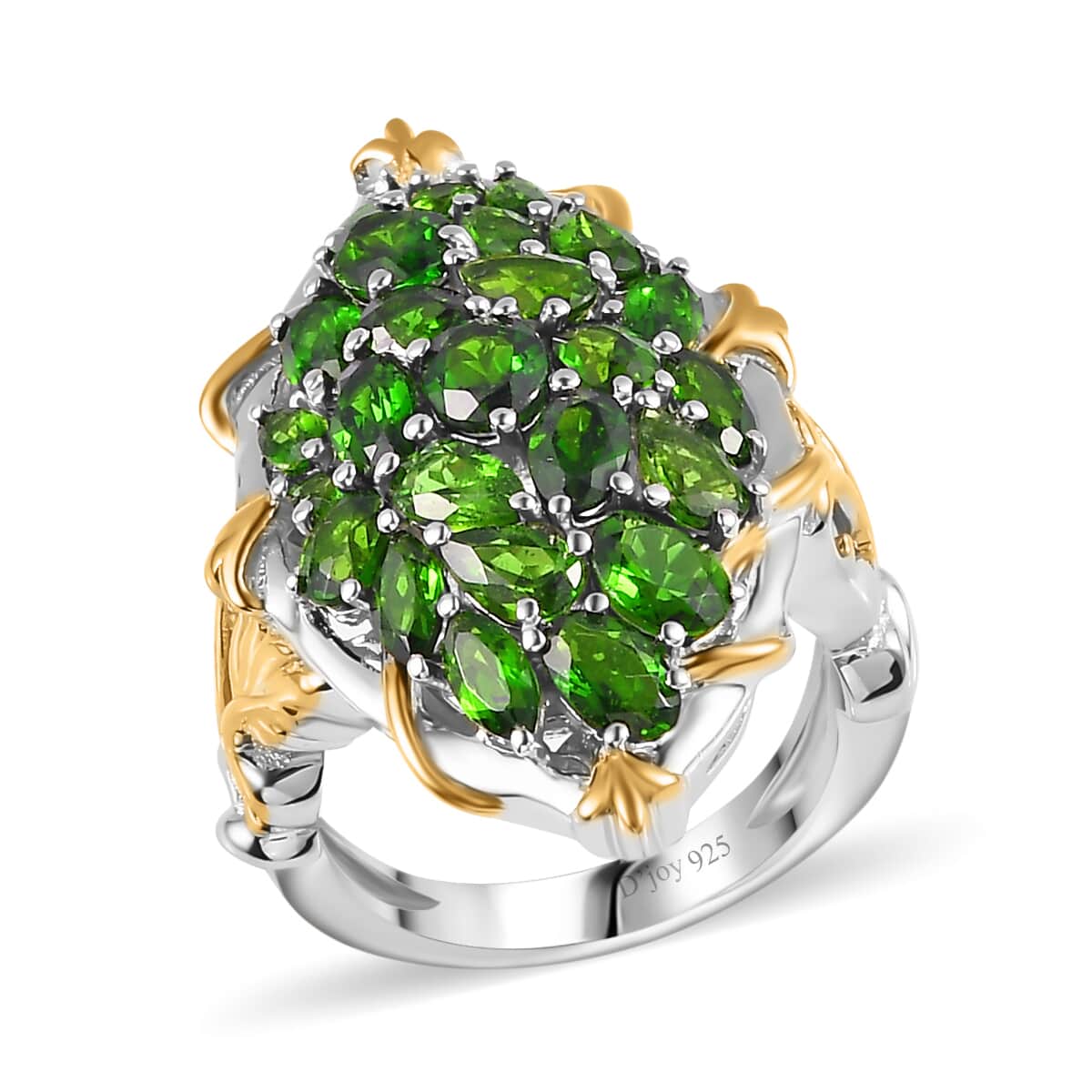 Chrome Diopside Elongated Ring in 14K YG and Platinum Over Sterling Silver (Size 7.0) 4.75 ctw image number 0