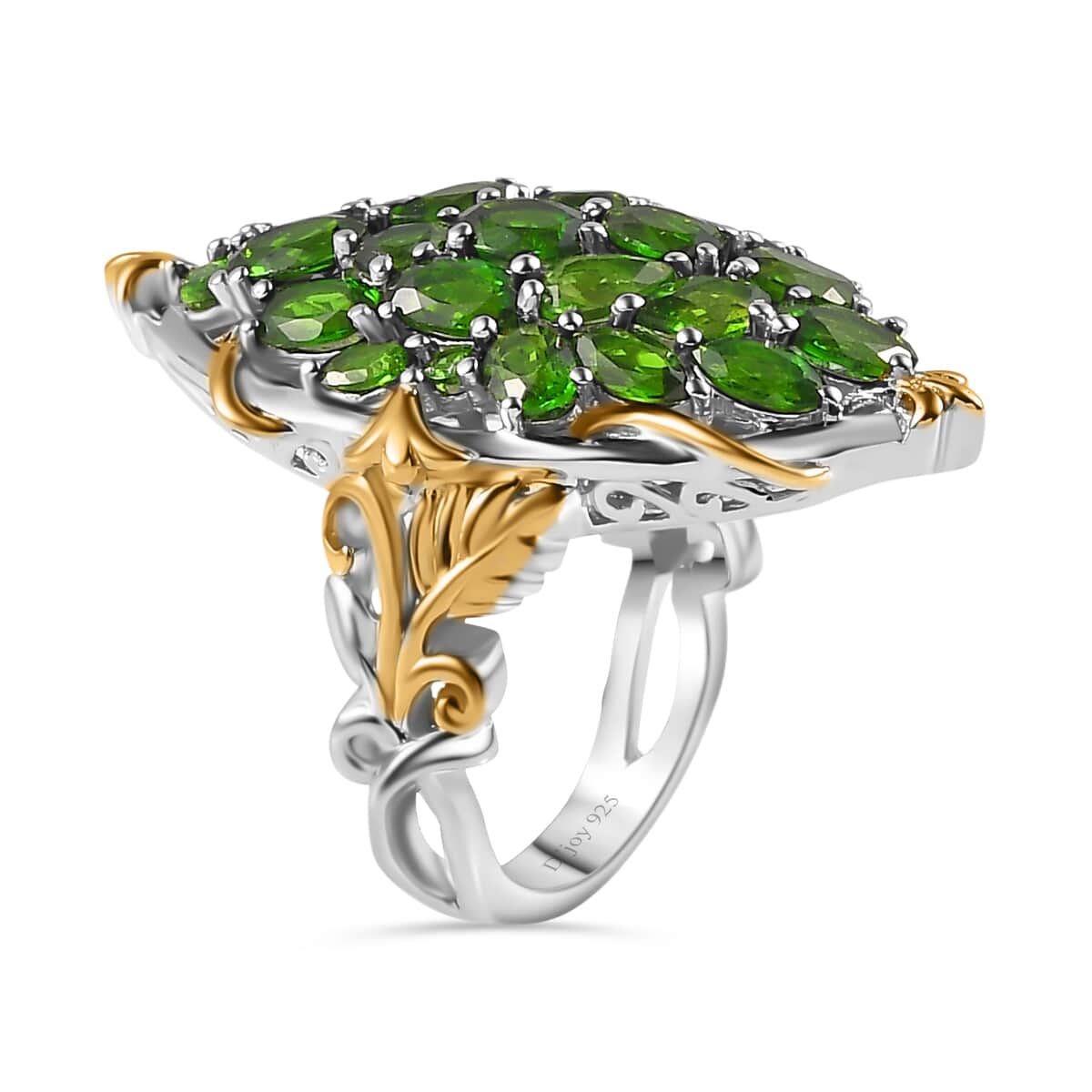 Chrome Diopside Elongated Ring in 14K YG and Platinum Over Sterling Silver (Size 7.0) 4.75 ctw image number 3