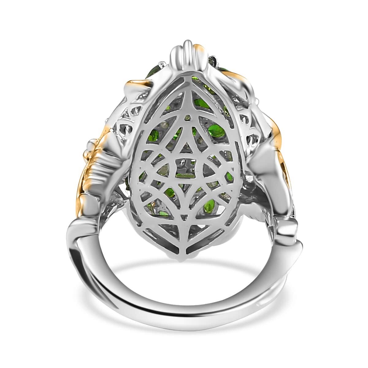 Chrome Diopside Elongated Ring in 14K YG and Platinum Over Sterling Silver (Size 7.0) 4.75 ctw image number 4