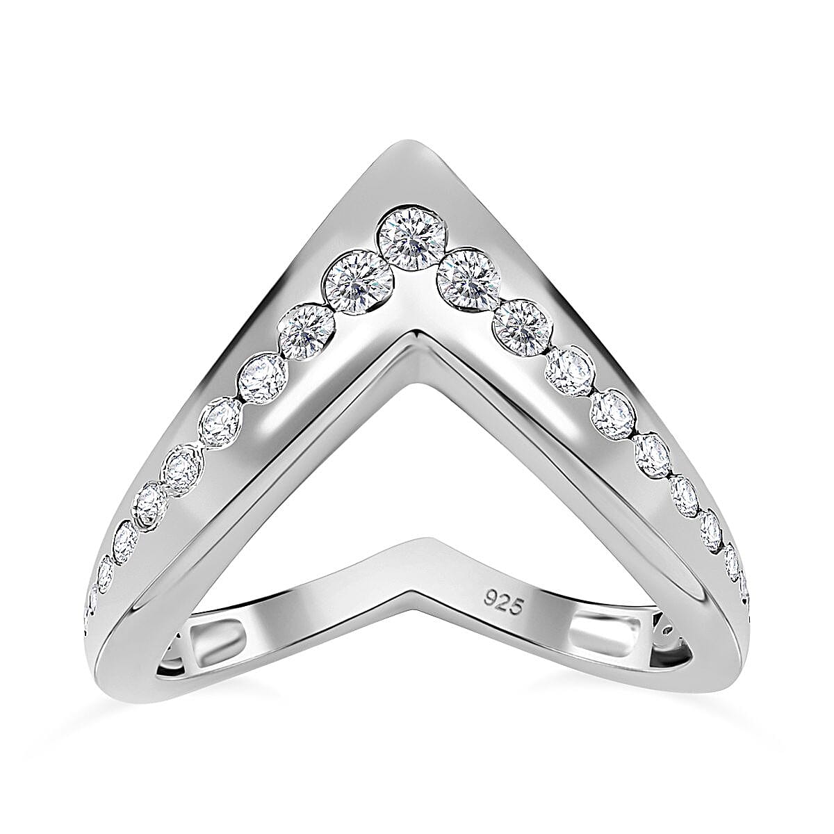 Moissanite 0.55 ctw Ring in Rhodium Over Sterling Silver (Size 6.5)