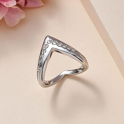 Moissanite 0.55 ctw Ring in Rhodium Over Sterling Silver (Size 6.5)