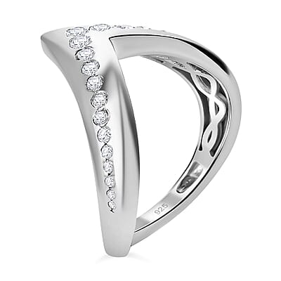 Moissanite 0.55 ctw Ring in Rhodium Over Sterling Silver (Size 6.5)